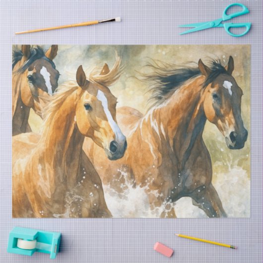 Wild horses decoupage watercolor western tissuepapier (Craft)
