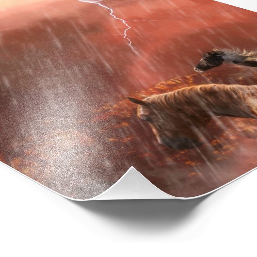 WILD HORSES DESERT STORM FOTO AFDRUK (Hoek)