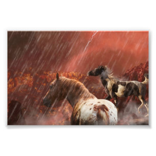 WILD HORSES DESERT STORM FOTO AFDRUK