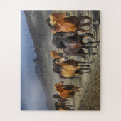 Wild Horses Dusty Desert Mountains Hills Foto Legpuzzel (Verticaal)