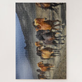 Wild Horses Dusty Desert Mountains Hills Foto Legpuzzel (Verticaal)