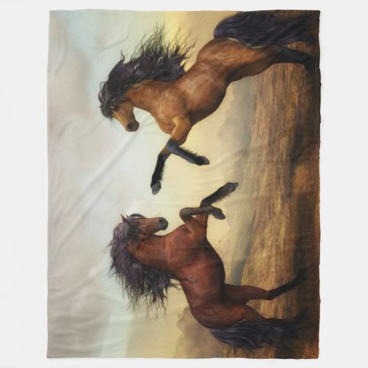 WILD HORSES FLEECE DEKEN (Voorkant)