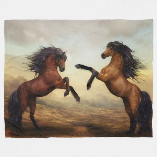 WILD HORSES FLEECE DEKEN (Voorkant (Horizontaal))