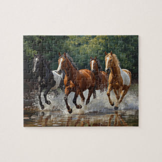 Wild Horses Galloping Water Splash Painting Legpuzzel