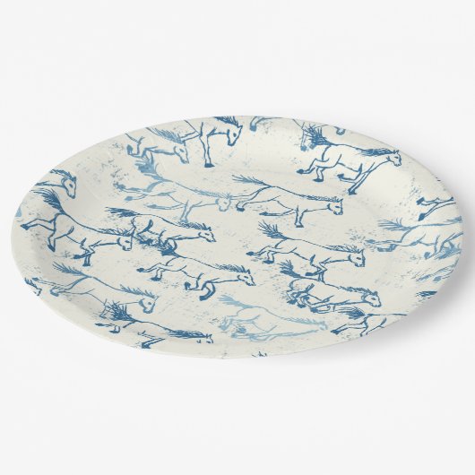 Wild Horses Indigo Papier Borden Papieren Bordje (Gekanteld)