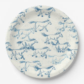 Wild Horses Indigo Papier Borden Papieren Bordje (Voorkant)