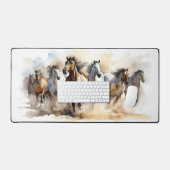 Wild Horses Mustangs Moderne Ruitersport Waterverf Bureaumat (Keyboard & Muis)