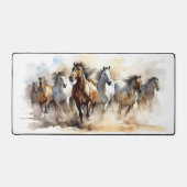 Wild Horses Mustangs Moderne Ruitersport Waterverf Bureaumat (Voorkant)