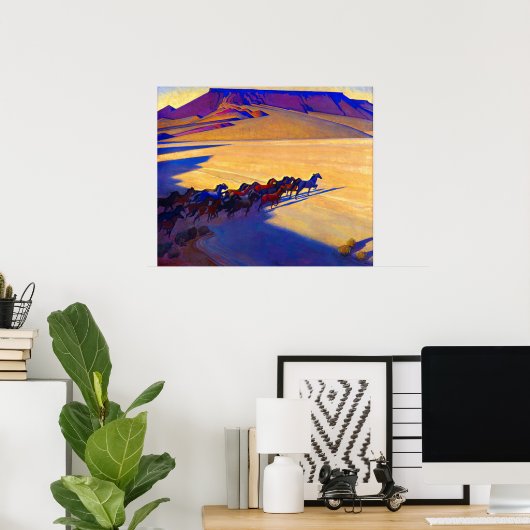 Wild Horses of Nevada door Maynard Dixon Poster (Thuiskantoor)