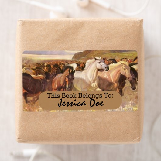 Wild Horses Run Art Personal Bookplate Label (Insitu)