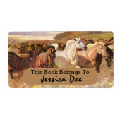 Wild Horses Run Art Personal Bookplate Label (Voorkant)
