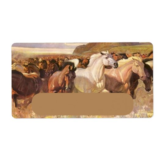 Wild Horses Run Stampede Art Address Label (Voorkant)