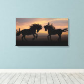 Wild Horses Silhouette Canvas Afdruk (Insitu (Houten vloer))