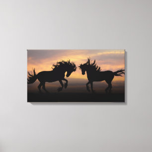 Wild Horses Silhouette Canvas Afdruk