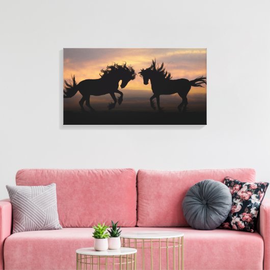 Wild Horses Silhouette Canvas Afdruk (Insitu (Woonkamer))