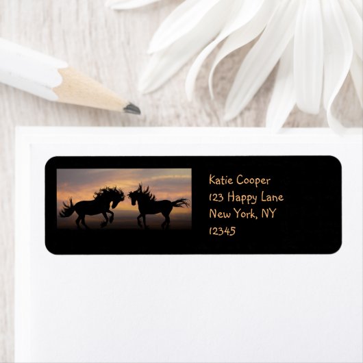 Wild Horses Silhouette Etiket (Insitu)