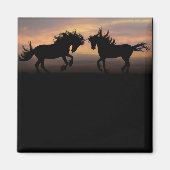 Wild Horses Silhouette Magneet (Voorkant)