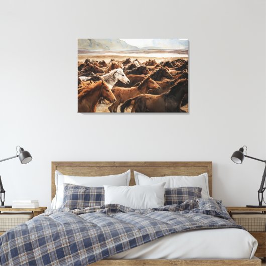 Wild Horses Waterverf Art Print (Insitu (Slaapkamer))