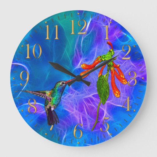 Wild Hummingbird Bird-lover's Art Clock Grote Klok (Voorkant)