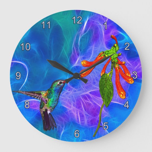 Wild Hummingbird Bird-lover's Art Clock Grote Klok (Voorkant)