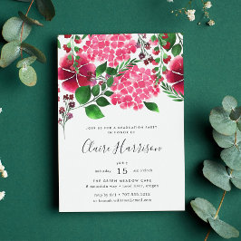 Wild Hydrangea Graduation Party Invitation Kaart