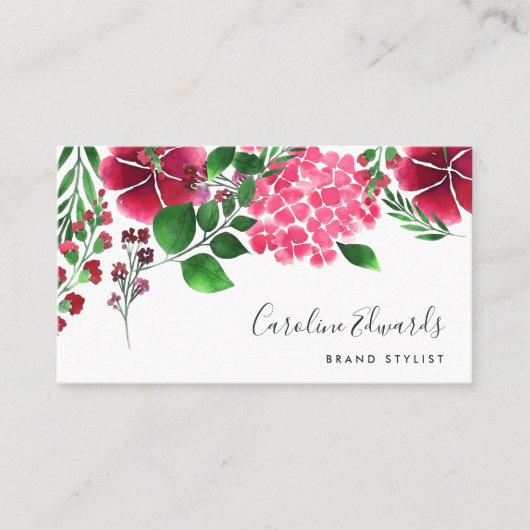 Wild Hydrangea | Waterverf Floral Visitekaartje (Voorkant)
