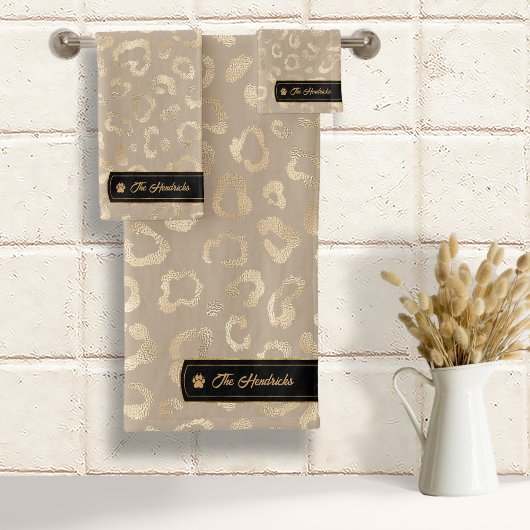 Wild Ideeën Glam Leopard Spots Taupe ID1160 Bad Handdoek