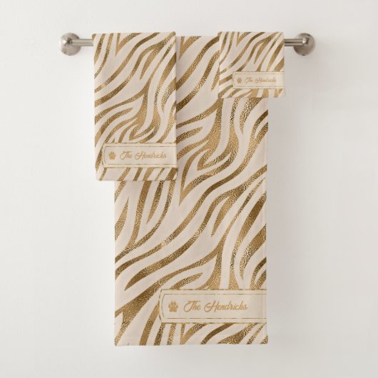 Wild Ideeën Ivoor & Goud Zebra ID1160 Bad Handdoek (Insitu)