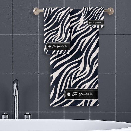 Wild Ideeën Zilver Label Zwart & Wit Zebra ID1160 Bad Handdoek