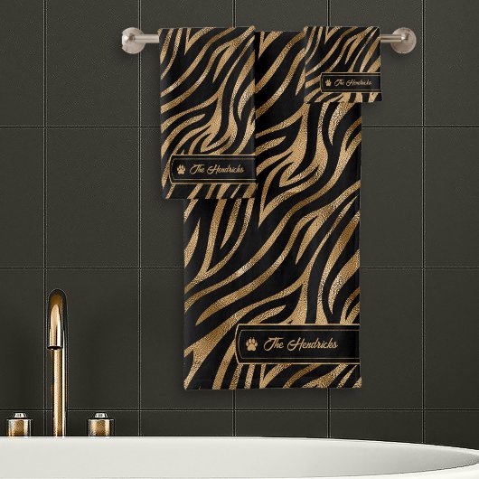 Wild Ideeën Zwart & Goud Zebra ID1160 Bad Handdoek