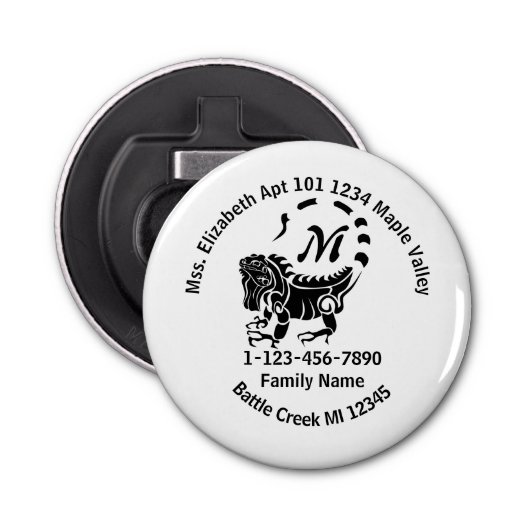 Wild Iguana Lost Family Home Adres Button Flesopener (Voorkant)