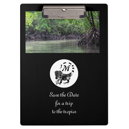 Wild Iguana Silhouette Monogram Foto Klembord (Voorkant)