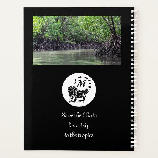 Wild Iguana Silhouette Monogram Foto Planner (Achterkant)