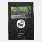 Wild Iguana Silhouette Monogram Foto Theedoek (Verticaal)