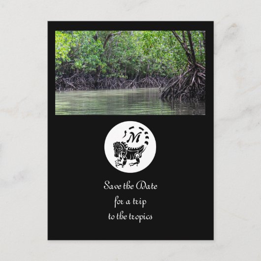 Wild Iguana Silhouette Monogram Foto Uitnodiging Briefkaart (Voorkant)