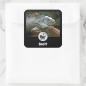 Wild Iguana Silhouette Name Tag Foto Vierkante Sticker (Tas)