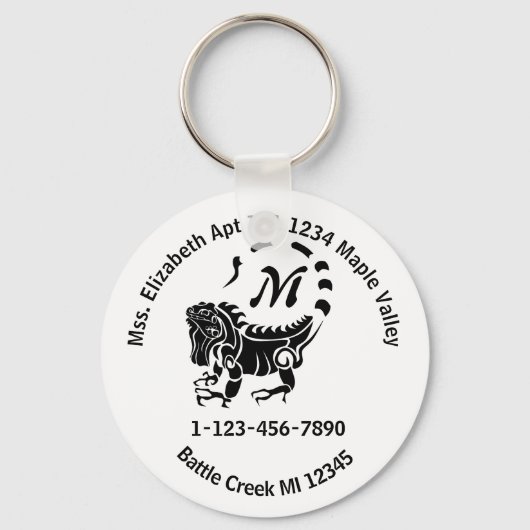 Wild Iguana Verloren de Informatie van het Huis va Sleutelhanger (Voorkant)