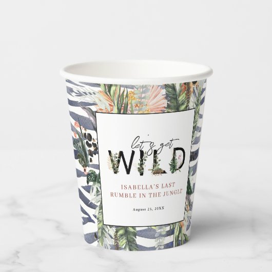 Wild in de liefde | Oerwoud Vrijgezellenfeest Papieren Bekers (Achterkant)