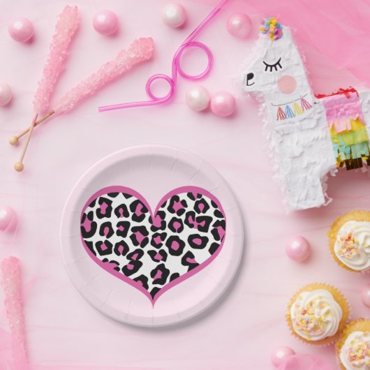 Wild in Heart Leopard Print Papieren Bordje (Feest)