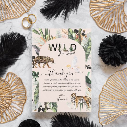Wild in Love | Jungle Bruiloftfeestje Bedankkaart