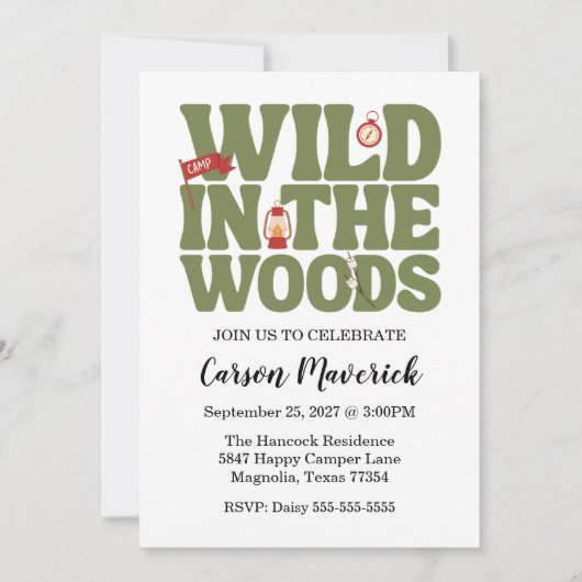 Wild In The Woods Kids Birthday Kaart (Voorkant)