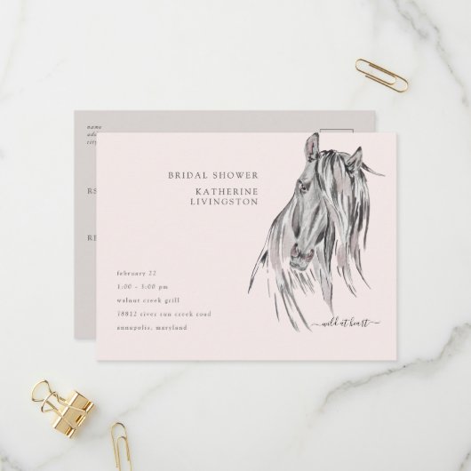 Wild in Waterverf-Vrijgezellenfeest van het hart Uitnodiging Briefkaart (Voorkant / Achterkant in situ)