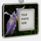 Wild Iris Flower Paars Floral Verzilverd Omlijst Ornament (Rechts)