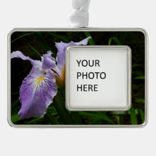 Wild Iris Flower Paars Floral Verzilverd Omlijst Ornament