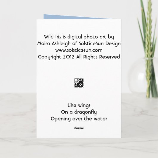 Wild Iris Kaart (Achterkant)