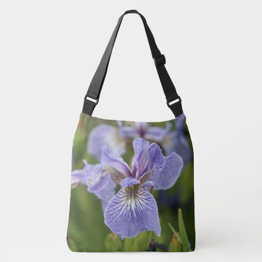 Wild Iris Paarse bloemenzak Crossbody Tas (Voorkant)