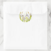Wild Iris Paarse Wildflower Waterverf Schets Ronde Sticker (Tas)