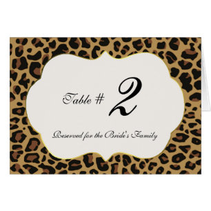 Wild Jaguar Pattern Wedding Table Number