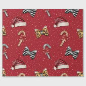 Wild & Joyful Luipaard Geruite Kerst Inpakpapier (Vlak)