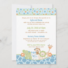 Wild Jungle Animals Baby Boy Shower Invitation Kaart